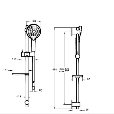 Душевой гарнитур Vitra Bliss A4574336EXP Черный матовый