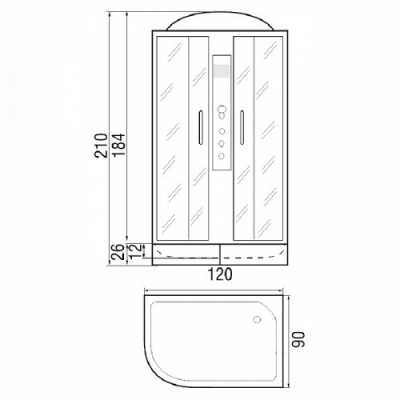 Душевая кабина River Dunay 120x90x26 ТН L 10000003130+10000002999 с поддоном