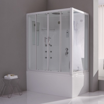 Душевой бокс SSWW WU103A L 150x85 c гидромассажем профиль Белый задняя стенка Белая