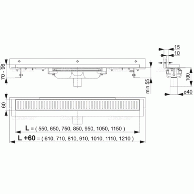 Душевой лоток Alcaplast Flexible Low APZ1104-1050 без решетки