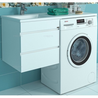 Тумба с раковиной СанТа Марс 110 L 700262+900112 подвесная Белая