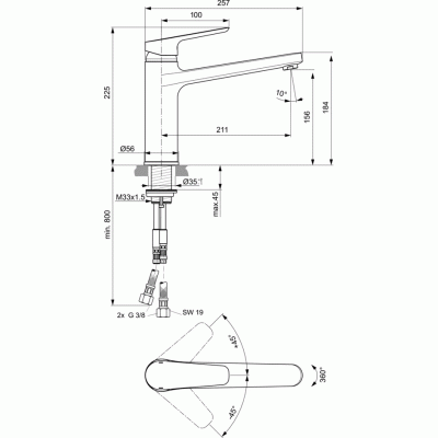 Смеситель для кухни Ideal Standard Ceraplan III B0954AA Хром
