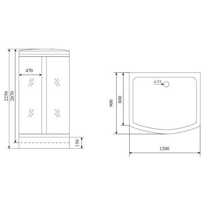 Душевая кабина Timo Lux T-7715 120x90 с гидромассажем