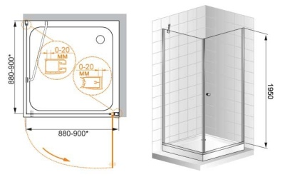 Душевой уголок Cezares Elena W-А-1 80x80 ELENA-W-A-1-80-C-Cr профиль Хром стекло прозрачное