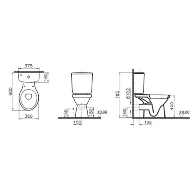 Унитаз-компакт Norm Fest 9780B099-7208 с бачком и сиденьем
