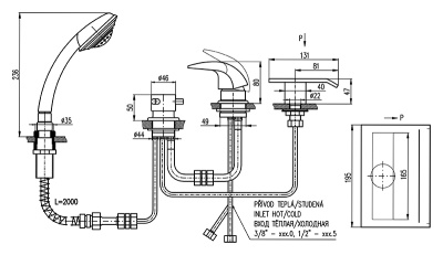 Смеситель на борт ванны Rav Slezak Dunaj D474.5P хром