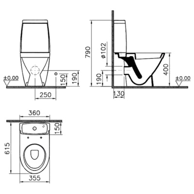 Унитаз компакт Vitra Tres 9730B003-7204 с бачком и сиденьем Микролифт