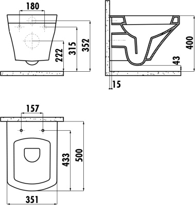 Унитаз Creavit Sorti SR320-11CB00E-0000 подвесной Белый без сиденья
