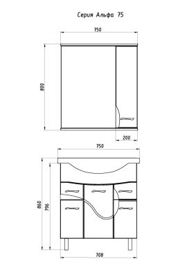 Тумба под раковину АСБ-мебель Альфа 75 10175 Белый ясень