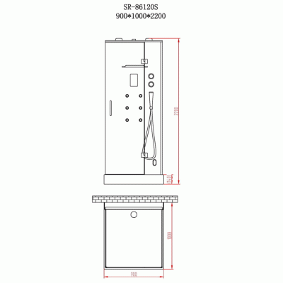 Душевая кабина Orans SR-86120S 90x100 с баней профиль Белый задние стенки Белые