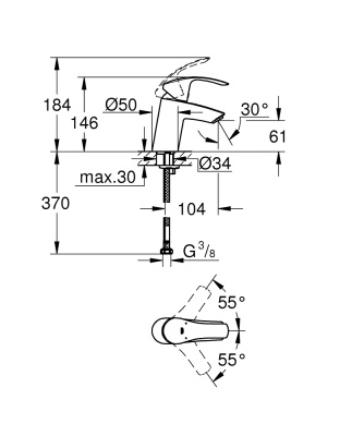 Смеситель для раковины Grohe Eurosmart 32467002 Хром