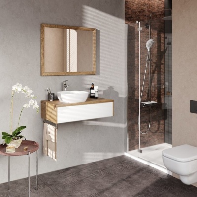 Тумба с раковиной Iddis Torr 80 подвесная Белая Дуб