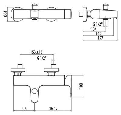 Смеситель для ванны Gattoni H2Omix1000 1010 хром