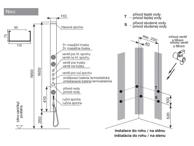 Душевая панель Roltechnik Niro 4000173 стойка с гидромассажем Niro