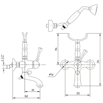 Смеситель для ванны Migliore Dallas ML.DLS-6802 Хром ML.DLS-6802.CR