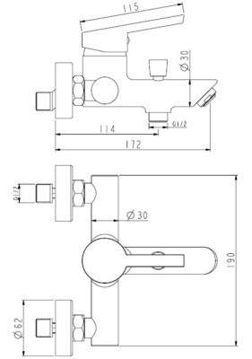 Смеситель для ванны Esko London LD 54 Хром