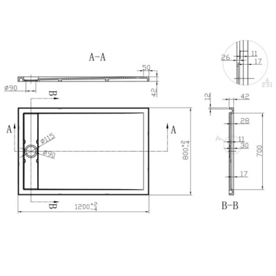 Душевой поддон из искусственного камня Vincea VST-2SR38012W 120x80 Белый матовый