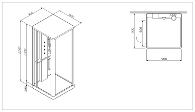 Душевая кабина AM.PM Awe W15C-804-090MTE 90x90 с гидромассажем профиль Хром стекло прозрачное