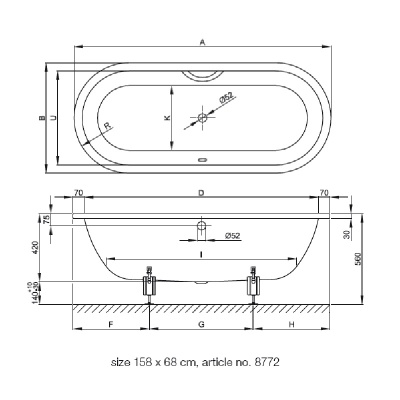 Стальная ванна Bette Starlet Flair Oval 190х90 1830-000 без антискользящего покрытия