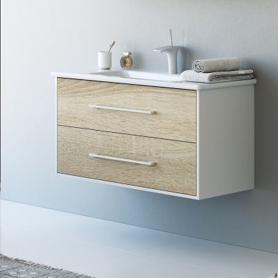 Тумба под раковину Aqwella 5 Stars Маями 80 Mai.01.08 подвесная Дуб сонома Белая