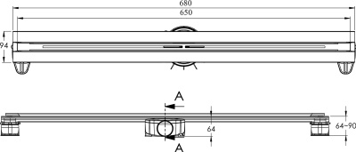 Душевой лоток Berges Wasserhaus Super Line 650 090081 с решеткой Матовый хром