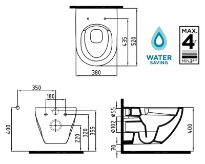 Унитаз-биде Bien Dune DNKA052N1VP1W3000 подвесной с сиденьем Микролифт