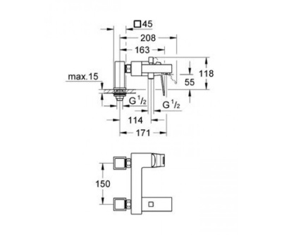Смеситель на борт ванны Grohe Eurocube 23143000 Хром