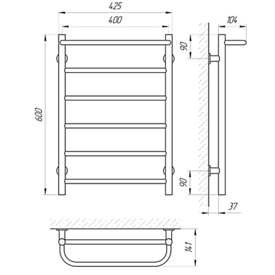 Электрический полотенцесушитель Laris Прайм П6 60х40 R 75201060 Белый