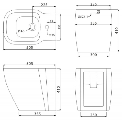 Биде BelBagno Aldina BB114B Белое