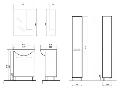 Зеркало со шкафом Orange Глория 60 с подсветкой Белое