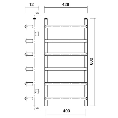 Полотенцесушитель водяной Domoterm Стефано П6 400*600 АБР Античная бронза