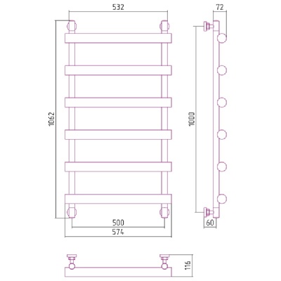 Водяной полотенцесушитель Сунержа Атлант 1000x500 Хром