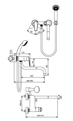 Смеситель для ванны Vidima Balance BA268AA универсальный Хром
