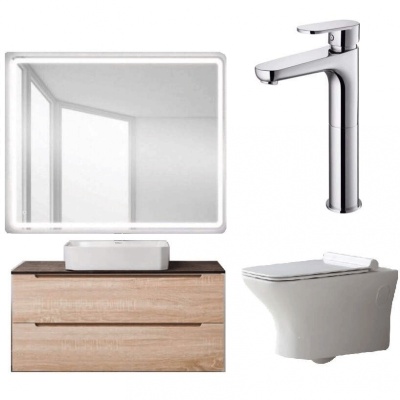 Комплект мебели для ванной BelBagno SET BB N12 Etna 100 подвесной Rovere Bianco