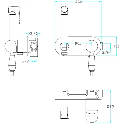 Гигиенический душ со смесителем Boheme Brillante 426 Хром