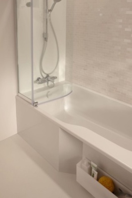 Шторка на ванну Jacob Delafon Bain Douche Malice 95x150 E6D069-GA Хром стекло прозрачное