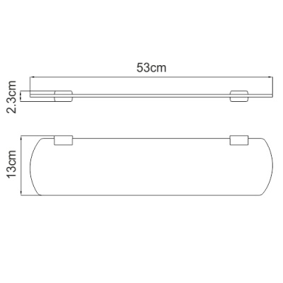 Стеклянная полка WasserKRAFT Sauer K-7924 Золото глянцевое