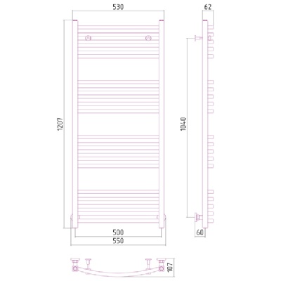 Водяной полотенцесушитель Сунержа Аркус 1200x500 Хром
