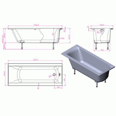 Ванна из литьевого мрамора Astra Form Нью-Форм 170х70 без гидромассажа