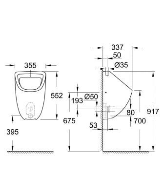 Писсуар Grohe Bau Ceramic 39439000 Белый