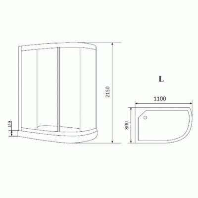 Душевая кабина Bolu Sektors 80х110 BL-110n L профиль Белый стекло прозрачное с художественным рисунком
