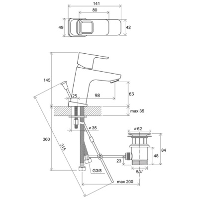 Смеситель для раковины Ravak 10° X070063 Хром