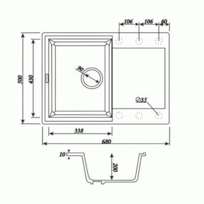 Кухонная мойка Kaiser KMM-5068-Bl-S Black Silver