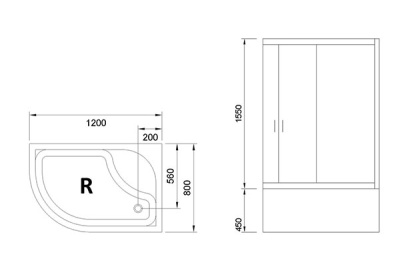 Душевой уголок Royal Bath BK 120х80 RB8120BK-T-R с поддоном профиль Белый стекло прозрачное