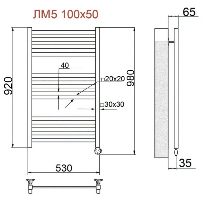 Электрический полотенцесушитель Ника Modern ЛМ 5 100x50 масляный Белый 12 перекладин