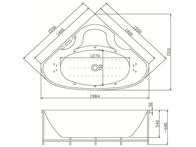 Акриловая ванна Victory Spa Elegance 155x155 Без системы управления