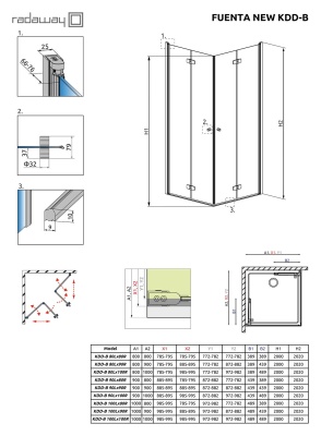 Дверь душевого уголка Radaway Fuenta New KDD-B 90 L профиль Хром стекло прозрачное