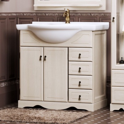 Комплект мебели для ванной Opadiris Клио 70 Беленый бук со светильником Рустика Бронза