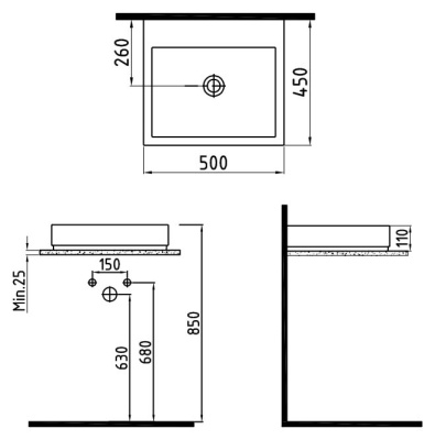 Раковина Bien Infinitum 50 INLG05001VD1W3000 Белая