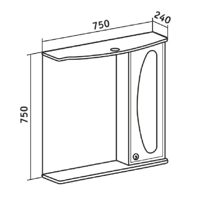 Зеркало со шкафом Runo Линда Люкс 75 R Белое